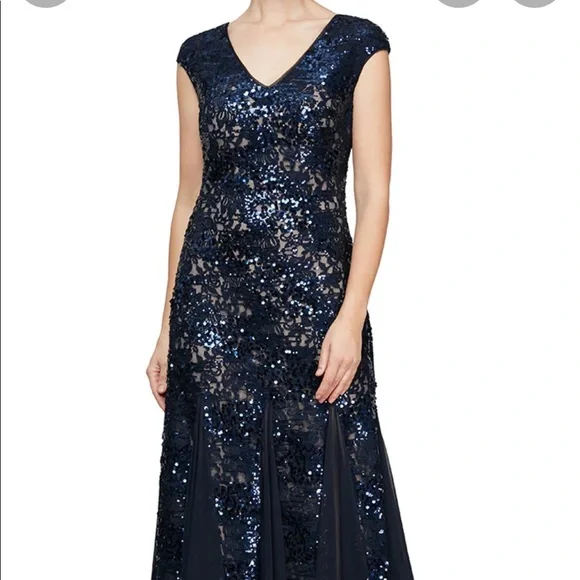 alex evenings fit and flare dress Long Sleeve Beaded Formal Gown: Mac Duggal 6086 Antique Rose / 2